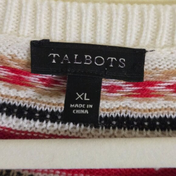 Talbots Diamond Fairisle Sweater Lambs Wool Blend Size XL - Picture 6 of 7